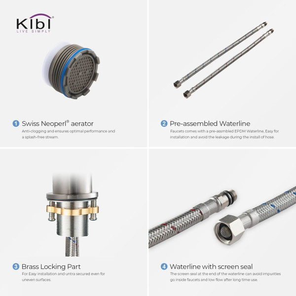 KIBI KBF1009BN Circular Single Handle Bathroom Vessel Sink Faucet