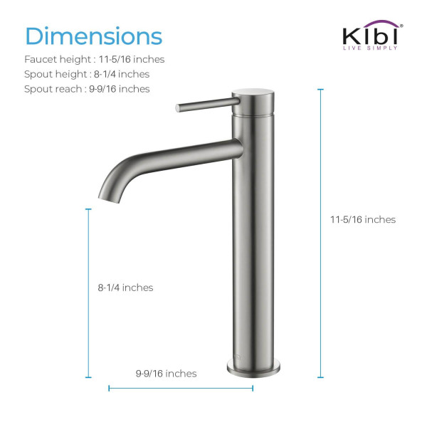 KIBI KBF1009BN Circular Single Handle Bathroom Vessel Sink Faucet