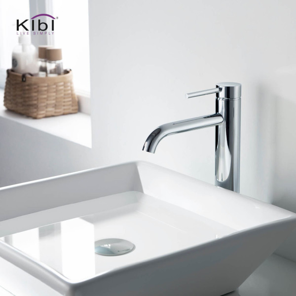 KIBI KBF1009CH Circular Single Handle Bathroom Vessel Sink Faucet