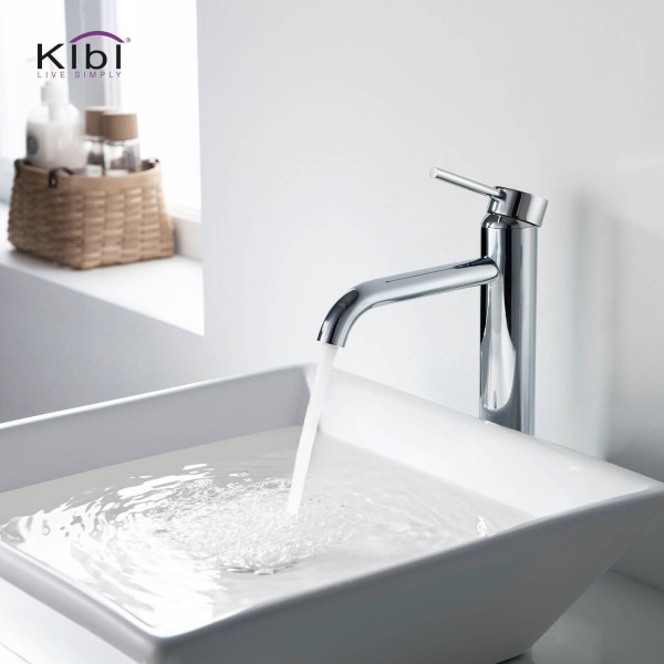 KIBI KBF1009CH Circular Single Handle Bathroom Vessel Sink Faucet