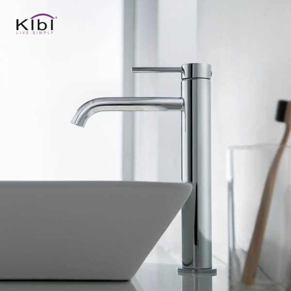 KIBI KBF1009CH Circular Single Handle Bathroom Vessel Sink Faucet