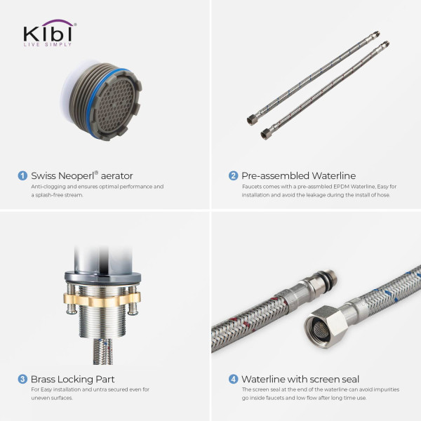 KIBI KBF1009CH Circular Single Handle Bathroom Vessel Sink Faucet