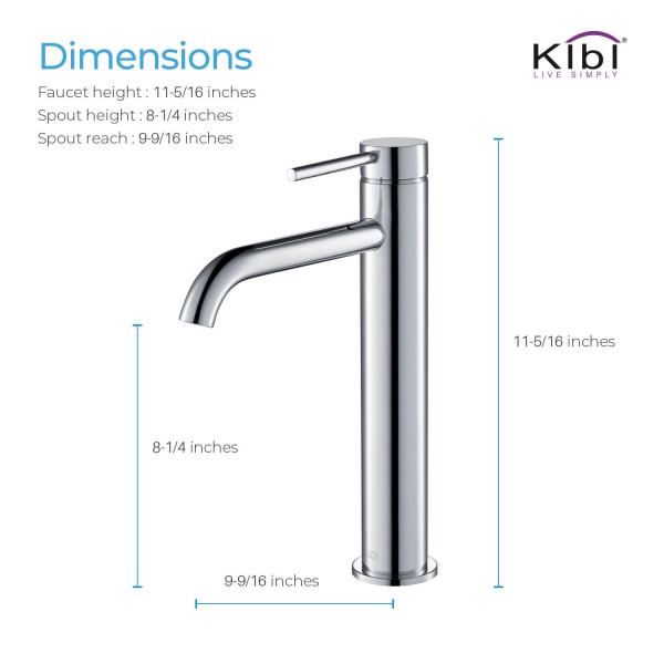 KIBI KBF1009CH Circular Single Handle Bathroom Vessel Sink Faucet