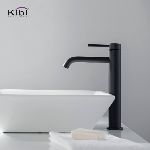 KIBI KBF1009MB Circular Single Handle Bathroom Vessel Sink Faucet