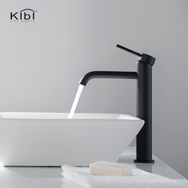 KIBI KBF1009MB Circular Single Handle Bathroom Vessel Sink Faucet