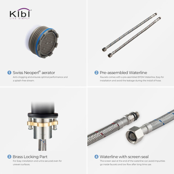 KIBI KBF1009MB Circular Single Handle Bathroom Vessel Sink Faucet