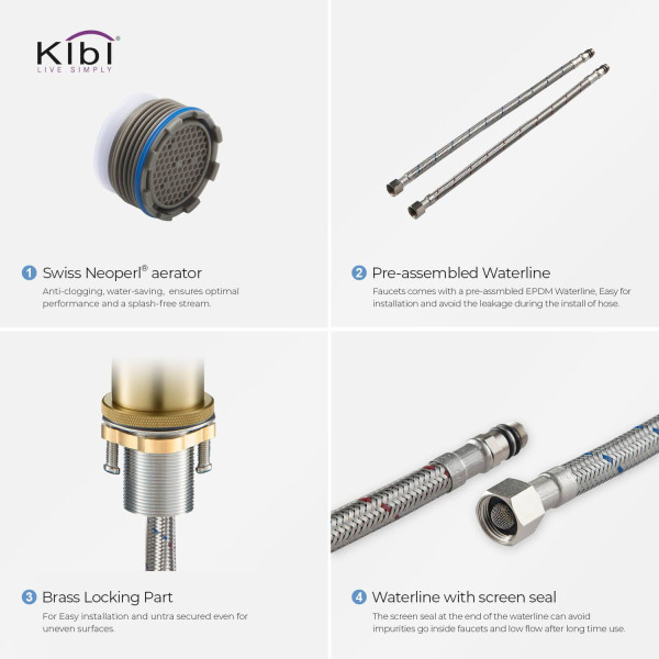 KIBI KBF1010BG Circular X Single Handle Bathroom Vanity Sink Faucet