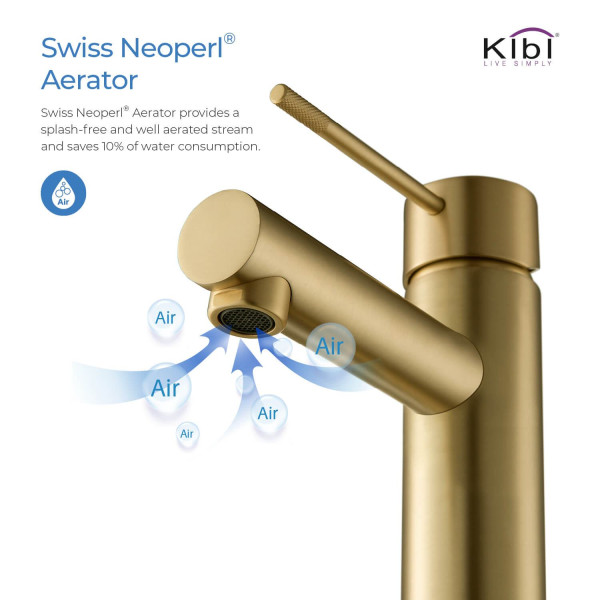 KIBI KBF1010BG Circular X Single Handle Bathroom Vanity Sink Faucet