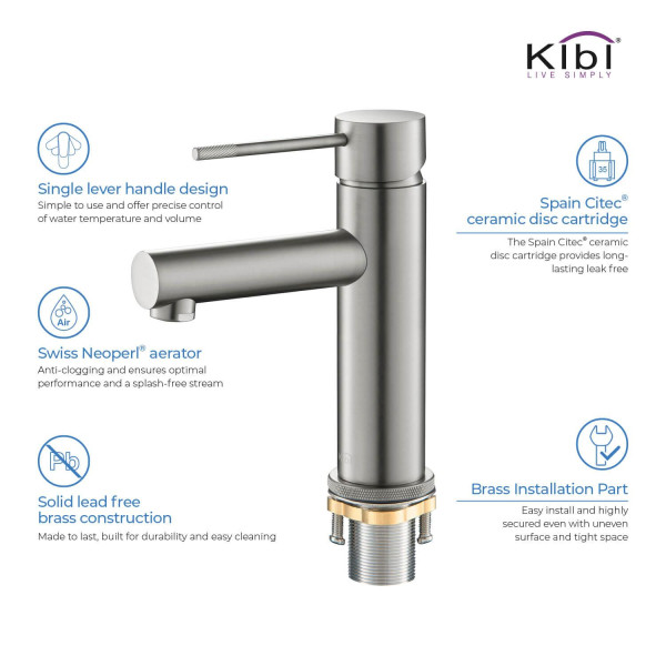KIBI KBF1010BN Circular X Single Handle Bathroom Vanity Sink Faucet