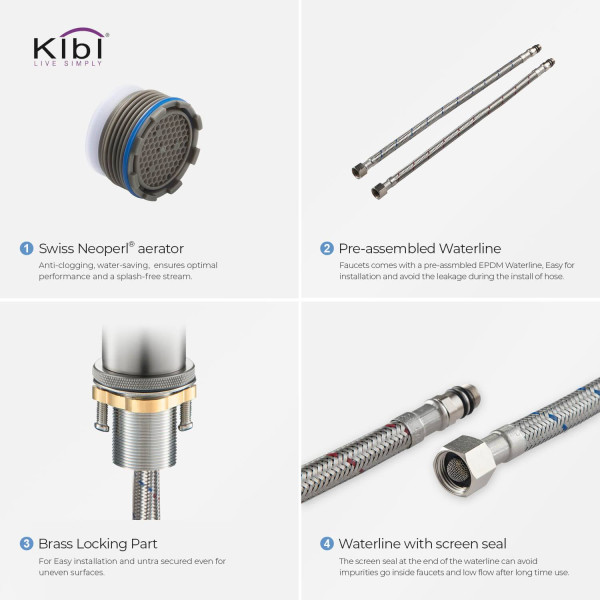 KIBI KBF1010BN Circular X Single Handle Bathroom Vanity Sink Faucet
