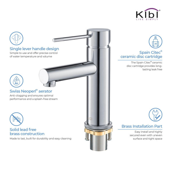 KIBI KBF1010CH Circular X Single Handle Bathroom Vanity Sink Faucet
