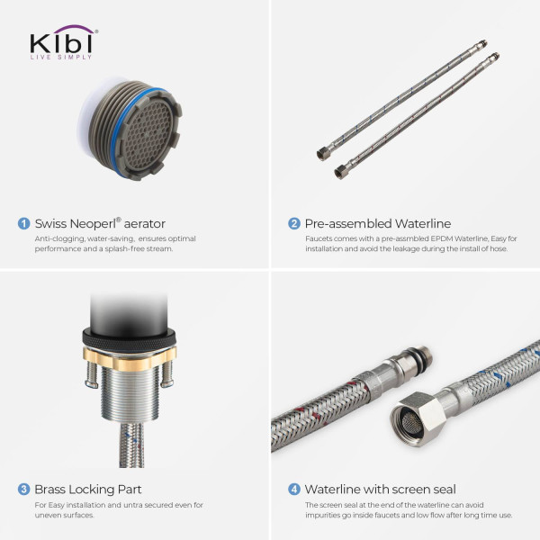 KIBI KBF1010MB Circular X Single Handle Bathroom Vanity Sink Faucet