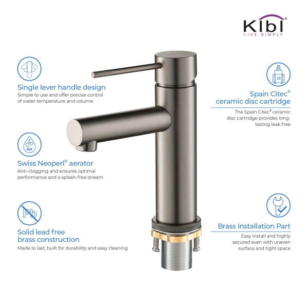 KIBI KBF1010TT Circular X Single Handle Bathroom Vanity Sink Faucet
