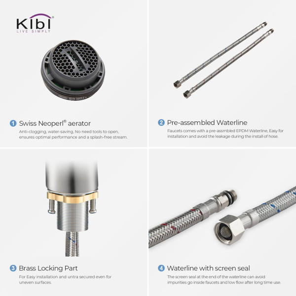 KIBI KBF1011BN Harmony Single Handle Bathroom Vanity Sink Faucet