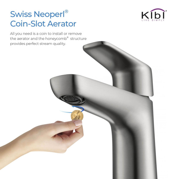 KIBI KBF1011BN Harmony Single Handle Bathroom Vanity Sink Faucet