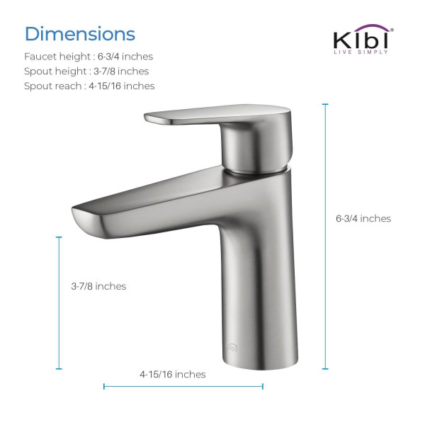 KIBI KBF1011BN Harmony Single Handle Bathroom Vanity Sink Faucet