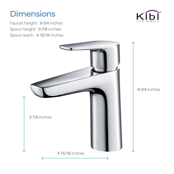KIBI KBF1011CH Harmony Single Handle Bathroom Vanity Sink Faucet