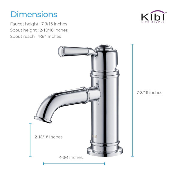 KIBI KBF1012CH Victorian Single Handle Bathroom Vanity Sink Faucet