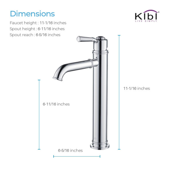 KIBI KBF1013CH Victorian Single Handle Bathroom Vessel Sink Faucet