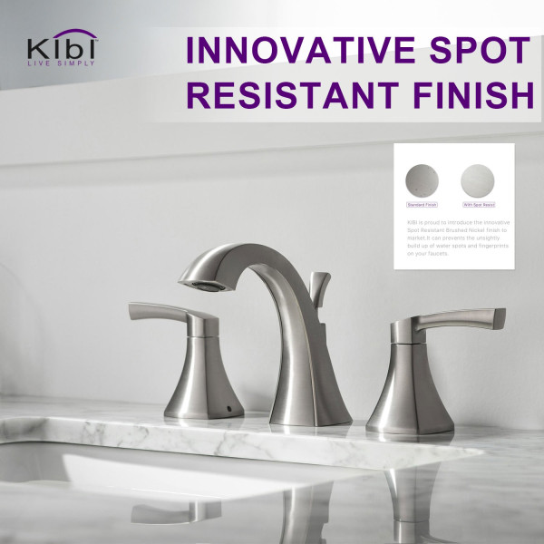KIBI KBF1014BN Pyramid Bathroom Sink 8" Widespread Faucet with Drain Assembly