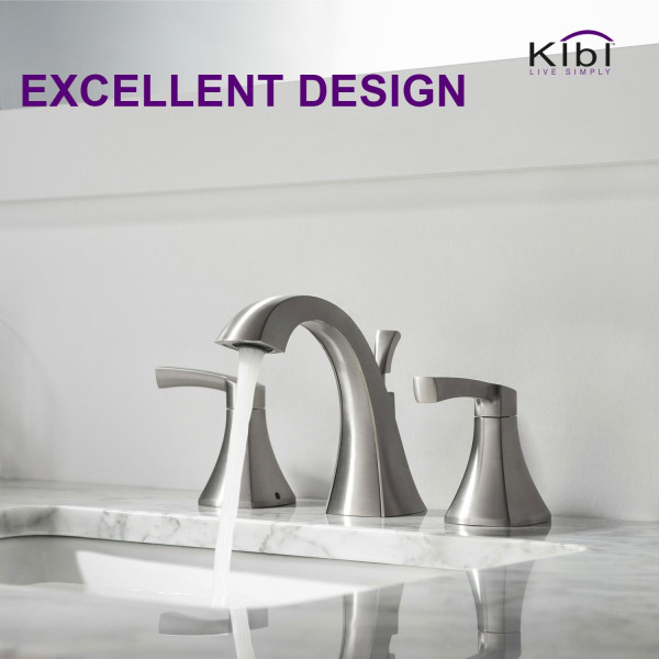 KIBI KBF1014BN Pyramid Bathroom Sink 8" Widespread Faucet with Drain Assembly