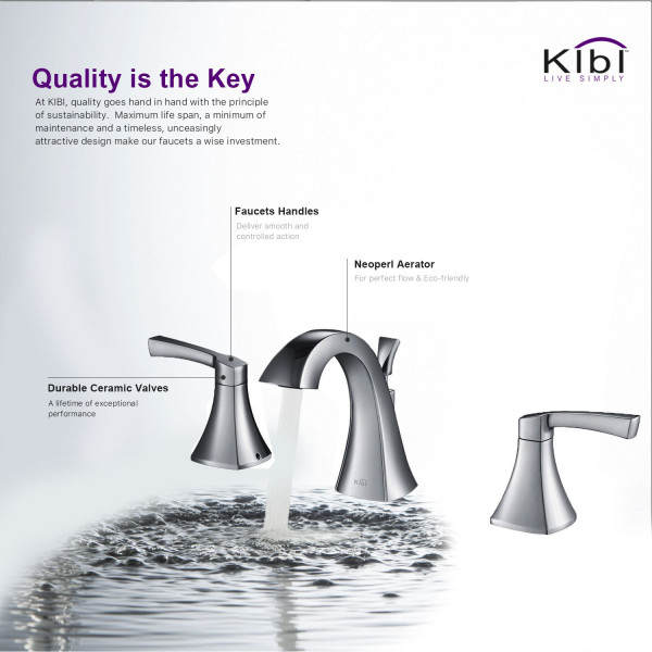 KIBI KBF1014CH Pyramid Bathroom Sink 8" Widespread Faucet with Drain Assembly