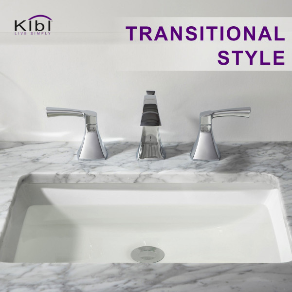 KIBI KBF1014CH Pyramid Bathroom Sink 8" Widespread Faucet with Drain Assembly