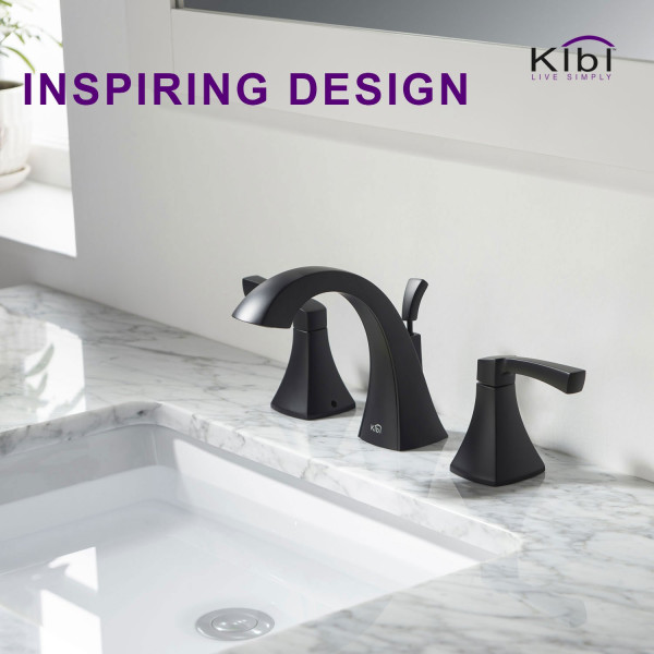 KIBI KBF1014MB Pyramid Bathroom Sink 8" Widespread Faucet with Drain Assembly