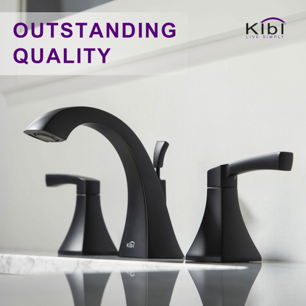 KIBI KBF1014MB Pyramid Bathroom Sink 8" Widespread Faucet with Drain Assembly