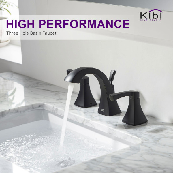 KIBI KBF1014MB Pyramid Bathroom Sink 8" Widespread Faucet with Drain Assembly