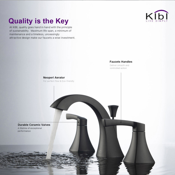 KIBI KBF1014MB Pyramid Bathroom Sink 8" Widespread Faucet with Drain Assembly