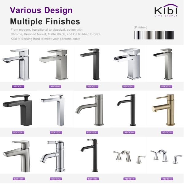 KIBI KBF1014MB Pyramid Bathroom Sink 8" Widespread Faucet with Drain Assembly