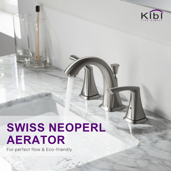KIBI KBF1015BN Stonehenge Bathroom Sink 8" Widespread Faucet with Drain Assembly