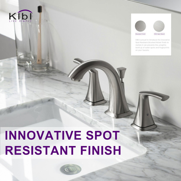 KIBI KBF1015BN Stonehenge Bathroom Sink 8" Widespread Faucet with Drain Assembly