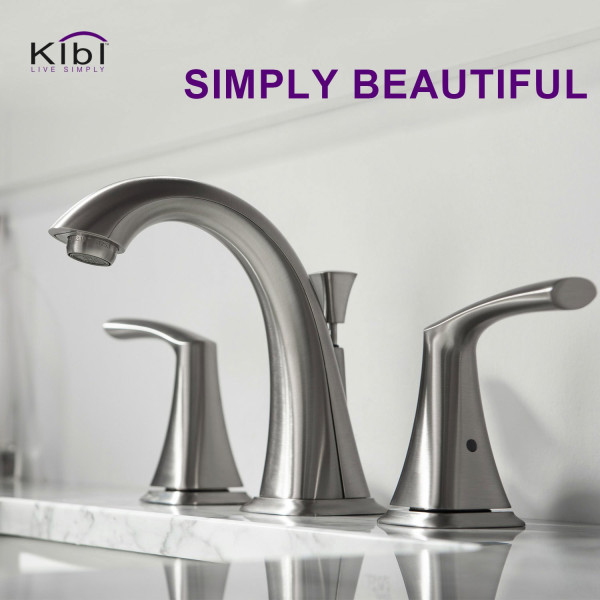 KIBI KBF1015BN Stonehenge Bathroom Sink 8" Widespread Faucet with Drain Assembly