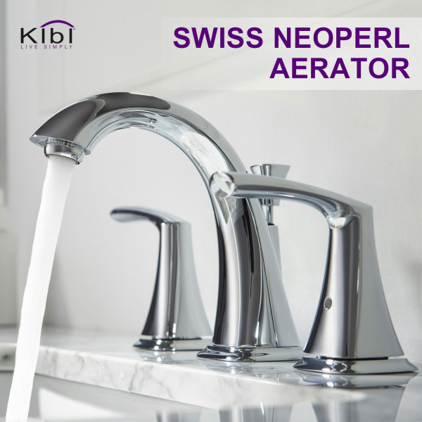 KIBI KBF1015CH Stonehenge Bathroom Sink 8" Widespread Faucet with Drain Assembly