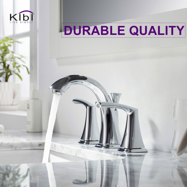 KIBI KBF1015CH Stonehenge Bathroom Sink 8" Widespread Faucet with Drain Assembly