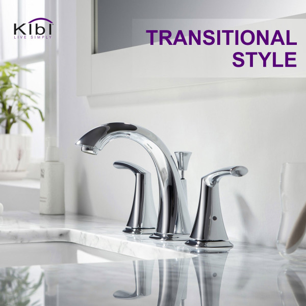 KIBI KBF1015CH Stonehenge Bathroom Sink 8" Widespread Faucet with Drain Assembly