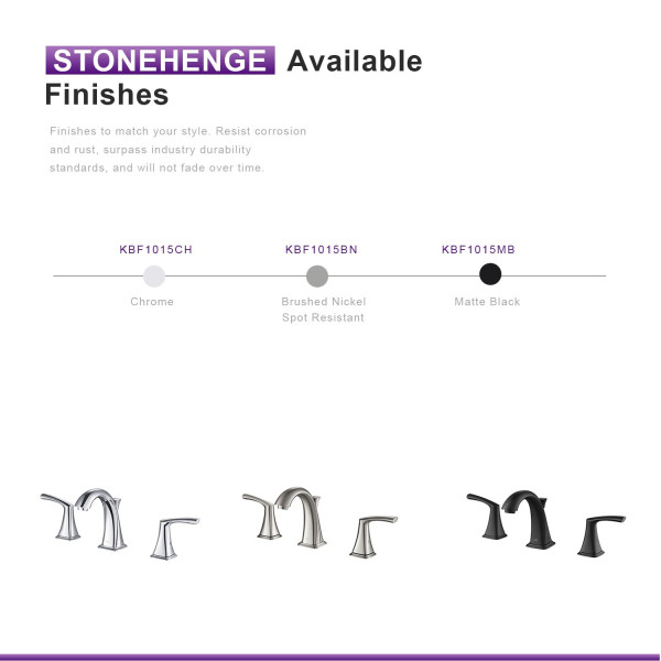 KIBI KBF1015CH Stonehenge Bathroom Sink 8" Widespread Faucet with Drain Assembly