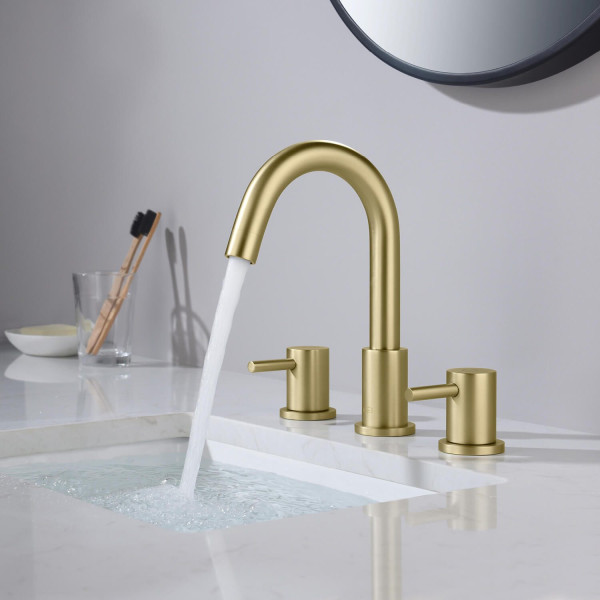 KIBI KBF1016BG Circular Bathroom Sink 8" Widespread Faucet with Drain Assembly