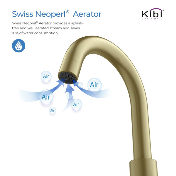 KIBI KBF1016BG Circular Bathroom Sink 8" Widespread Faucet with Drain Assembly