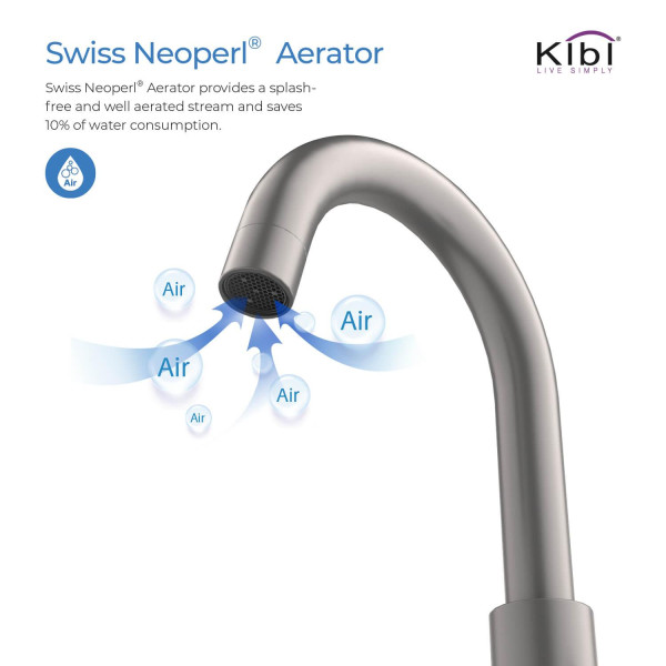 KIBI KBF1016BN Circular Bathroom Sink 8" Widespread Faucet with Drain Assembly