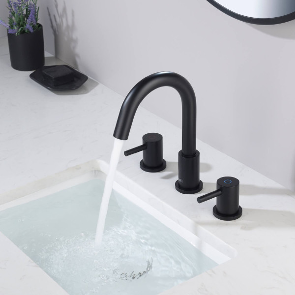 KIBI KBF1016MB Circular Bathroom Sink 8" Widespread Faucet with Drain Assembly