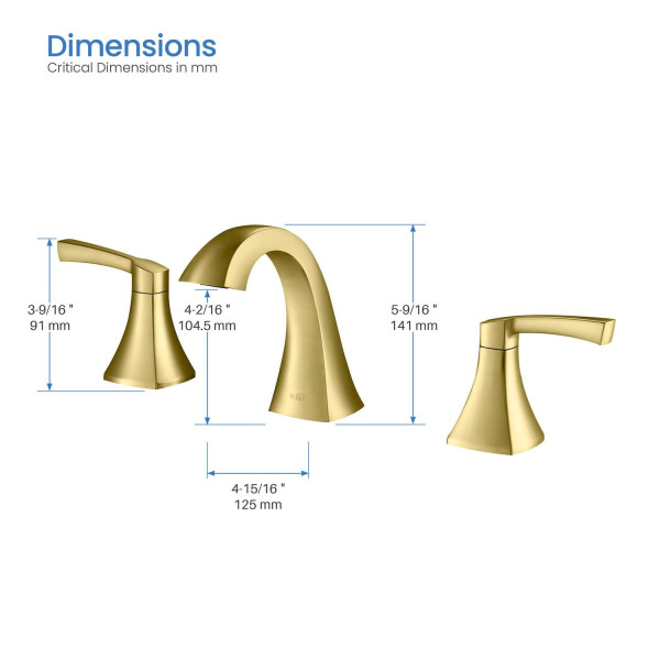 KIBI KBF1022BG Pyramid II Bathroom Sink 8" Widespread Faucet with Drain Assembly