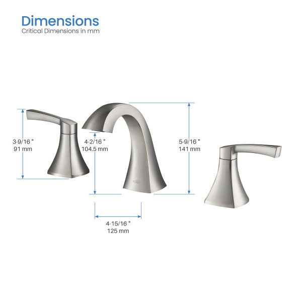 KIBI KBF1022BN Pyramid II Bathroom Sink 8" Widespread Faucet with Drain Assembly
