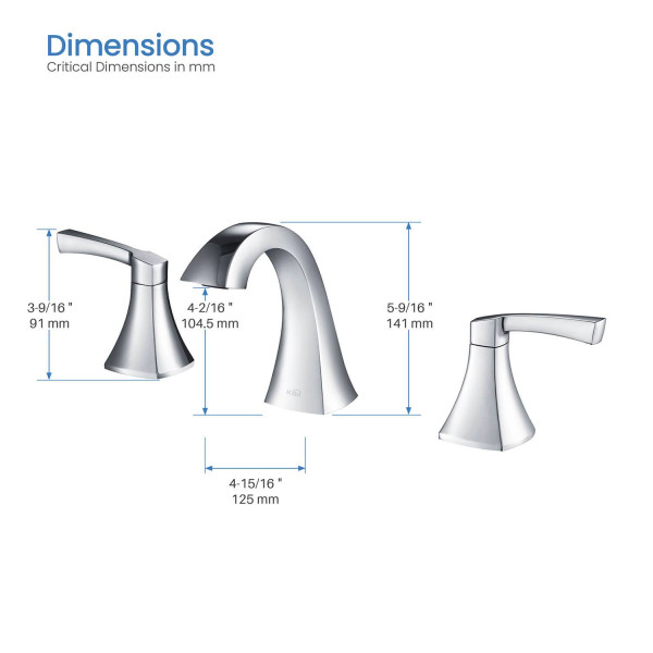 KIBI KBF1022CH Pyramid II Bathroom Sink 8" Widespread Faucet with Drain Assembly