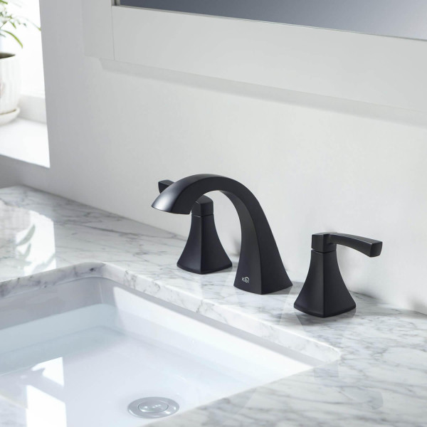 KIBI KBF1022MB Pyramid II Bathroom Sink 8" Widespread Faucet with Drain Assembly