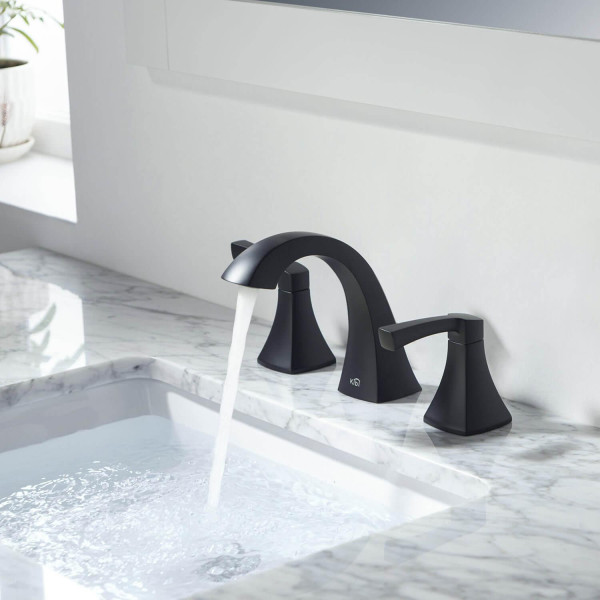 KIBI KBF1022MB Pyramid II Bathroom Sink 8" Widespread Faucet with Drain Assembly