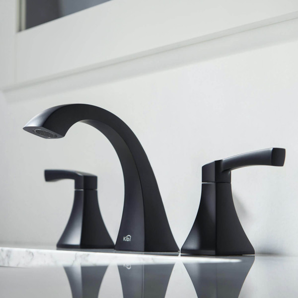 KIBI KBF1022MB Pyramid II Bathroom Sink 8" Widespread Faucet with Drain Assembly