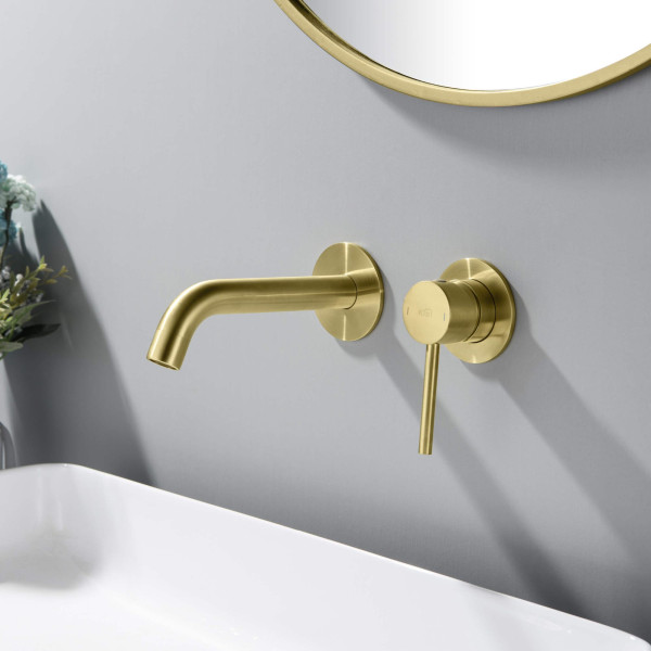 KIBI KBF1023BG Circular Single Handle Wall Mounted Bathroom Sink Faucet